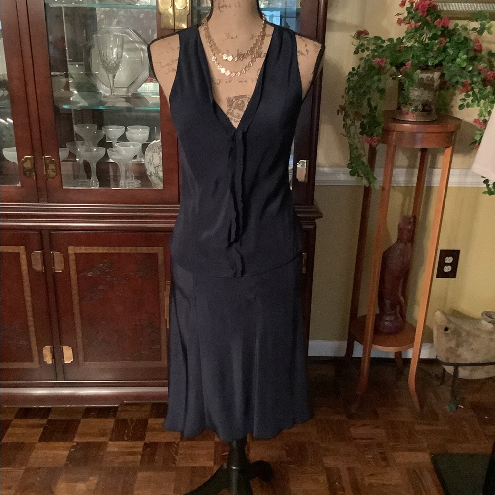 Elegant Navy Blue Skirt Set